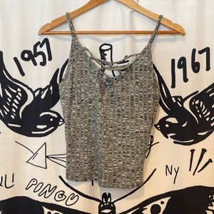 american eagle gray tank top with crisscross